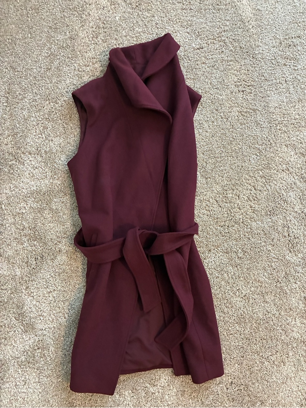 Like new, White House Black Market Sleeveless Wrap Belt Dress - Wine